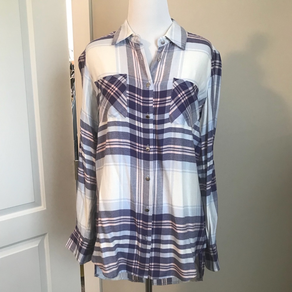 Gianni Bini Jalissa Plaid Button Down Blouse